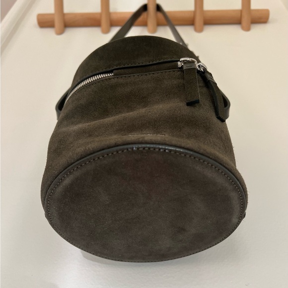 Building Block Green Suede Leather Drum Bag Sold Out Rare Marbled Handle NWOT - Picture 7 of 10